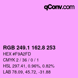 カラーコード: RGB 249.1 162.8 253 | qconv.com