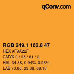 Color code: RGB 249.1 162.8 47 | qconv.com