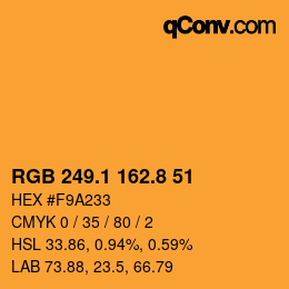 Color code: RGB 249.1 162.8 51 | qconv.com