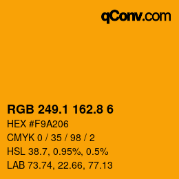 カラーコード: RGB 249.1 162.8 6 | qconv.com