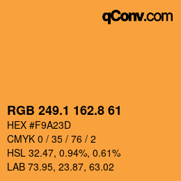Color code: RGB 249.1 162.8 61 | qconv.com