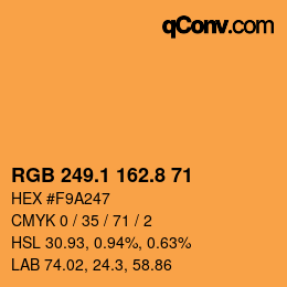 カラーコード: RGB 249.1 162.8 71 | qconv.com
