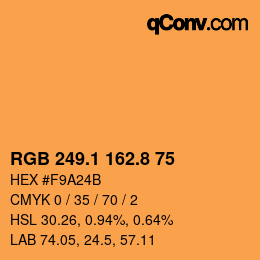 Color code: RGB 249.1 162.8 75 | qconv.com
