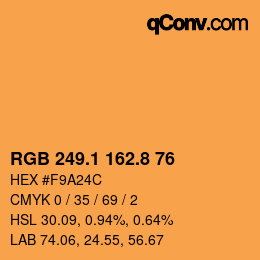 カラーコード: RGB 249.1 162.8 76 | qconv.com