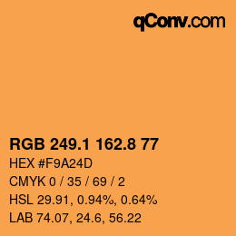 Color code: RGB 249.1 162.8 77 | qconv.com