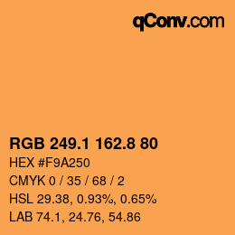 Color code: RGB 249.1 162.8 80 | qconv.com