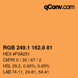 Color code: RGB 249.1 162.8 81 | qconv.com