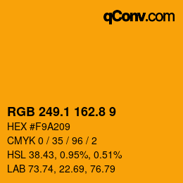 カラーコード: RGB 249.1 162.8 9 | qconv.com