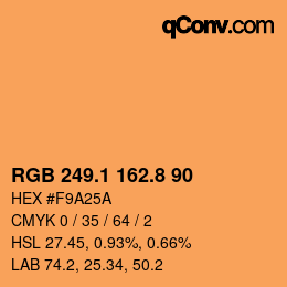 Color code: RGB 249.1 162.8 90 | qconv.com