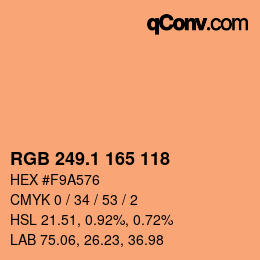 カラーコード: RGB 249.1 165 118 | qconv.com