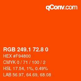 カラーコード: RGB 249.1 72.8 0 | qconv.com