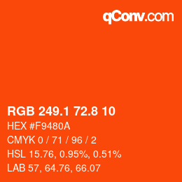 カラーコード: RGB 249.1 72.8 10 | qconv.com