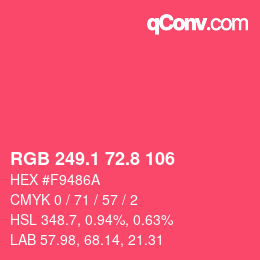 カラーコード: RGB 249.1 72.8 106 | qconv.com