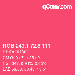 カラーコード: RGB 249.1 72.8 111 | qconv.com