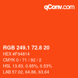 カラーコード: RGB 249.1 72.8 20 | qconv.com