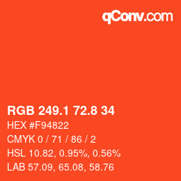 カラーコード: RGB 249.1 72.8 34 | qconv.com