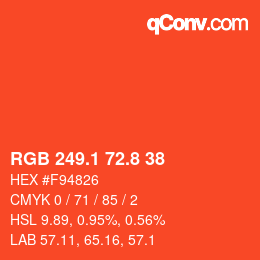 カラーコード: RGB 249.1 72.8 38 | qconv.com
