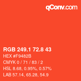 カラーコード: RGB 249.1 72.8 43 | qconv.com