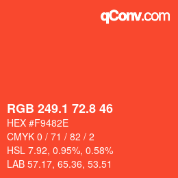 カラーコード: RGB 249.1 72.8 46 | qconv.com