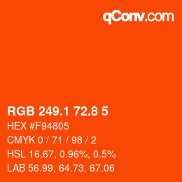 カラーコード: RGB 249.1 72.8 5 | qconv.com