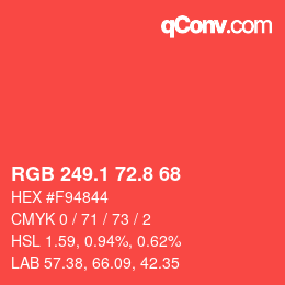 カラーコード: RGB 249.1 72.8 68 | qconv.com