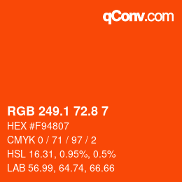 カラーコード: RGB 249.1 72.8 7 | qconv.com