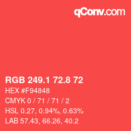 カラーコード: RGB 249.1 72.8 72 | qconv.com