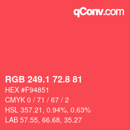 カラーコード: RGB 249.1 72.8 81 | qconv.com