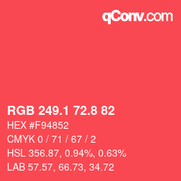 カラーコード: RGB 249.1 72.8 82 | qconv.com