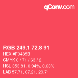 カラーコード: RGB 249.1 72.8 91 | qconv.com