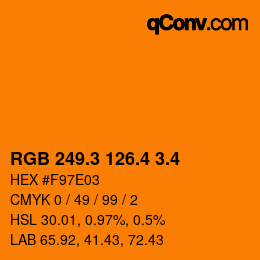 カラーコード: RGB 249.3 126.4 3.4 | qconv.com