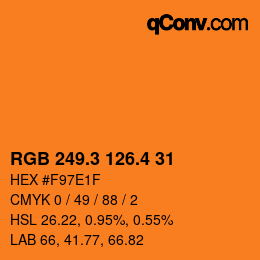 カラーコード: RGB 249.3 126.4 31 | qconv.com