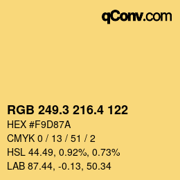 カラーコード: RGB 249.3 216.4 122 | qconv.com