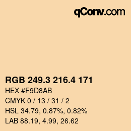 カラーコード: RGB 249.3 216.4 171 | qconv.com
