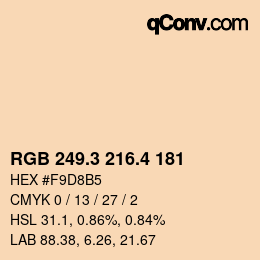 カラーコード: RGB 249.3 216.4 181 | qconv.com