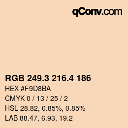 カラーコード: RGB 249.3 216.4 186 | qconv.com