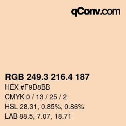 カラーコード: RGB 249.3 216.4 187 | qconv.com