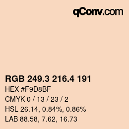 カラーコード: RGB 249.3 216.4 191 | qconv.com