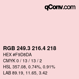 カラーコード: RGB 249.3 216.4 218 | qconv.com
