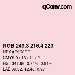 カラーコード: RGB 249.3 216.4 223 | qconv.com