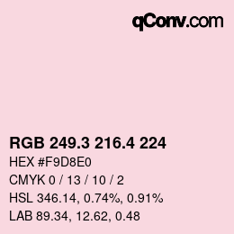 カラーコード: RGB 249.3 216.4 224 | qconv.com