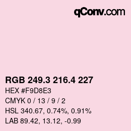カラーコード: RGB 249.3 216.4 227 | qconv.com