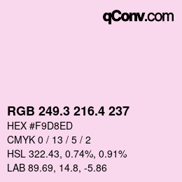 カラーコード: RGB 249.3 216.4 237 | qconv.com