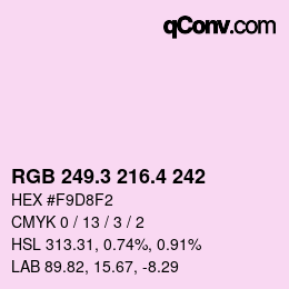 カラーコード: RGB 249.3 216.4 242 | qconv.com