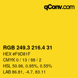 カラーコード: RGB 249.3 216.4 31 | qconv.com
