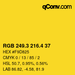 カラーコード: RGB 249.3 216.4 37 | qconv.com