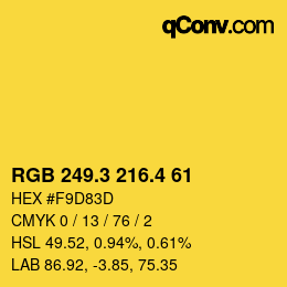 カラーコード: RGB 249.3 216.4 61 | qconv.com