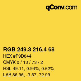 カラーコード: RGB 249.3 216.4 68 | qconv.com