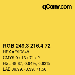 カラーコード: RGB 249.3 216.4 72 | qconv.com