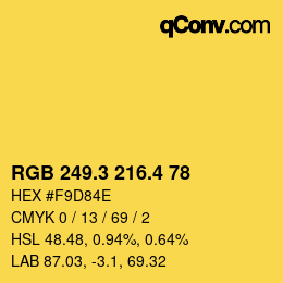 カラーコード: RGB 249.3 216.4 78 | qconv.com
